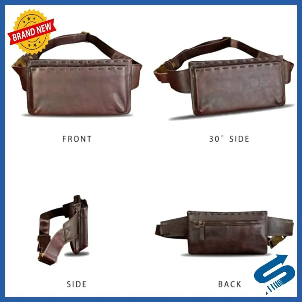 Genuine Leather Fanny Pack Sling Bag Crossbody Waist Bag Unisex